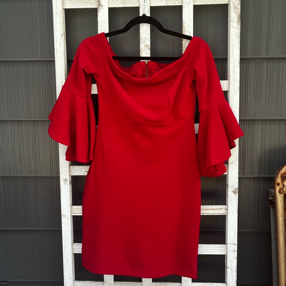 Macy’s Red Dress Off the Shoulder, size 7/8
